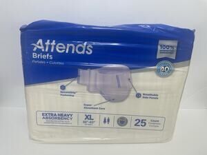 Attends Incontinent Adult Diaper Extra Heavy Briefs - XL (58"-63") -25 Count